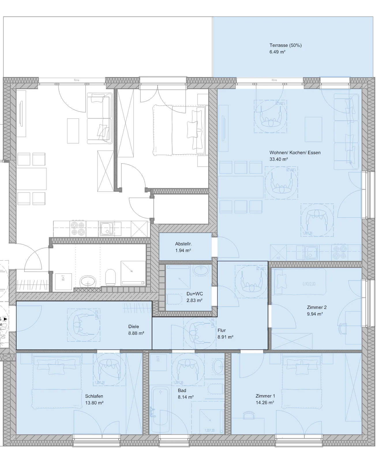 Beispielgrundriss Haus 7a, Wohnung 01